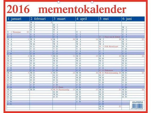 AURORA Kalender Mementoplaat 420 x 330 mm NL