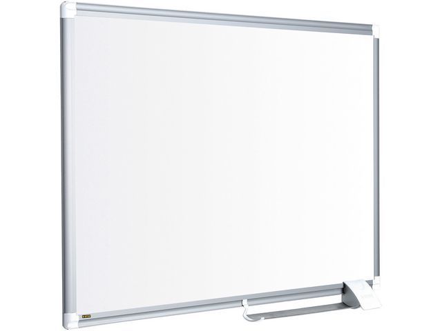 Bi-Office Nieuwe generatie Maya whiteboard, niet-magnetisch, wit keramisch stalen oppervlak, grijs aluminium frame, 180 x 90 cm