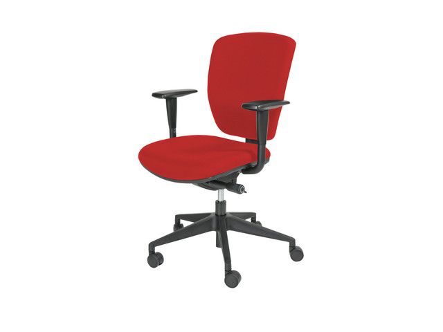 Bureaustoel Prof Chair NEN-EN 1335 rode bekleding, voetkruis zwart kunststof