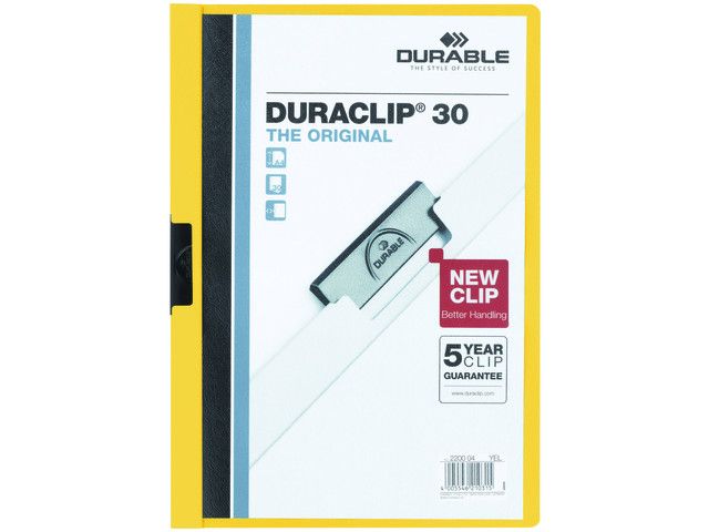 Klemmap Duraclip A4 3mm geel/doos 25