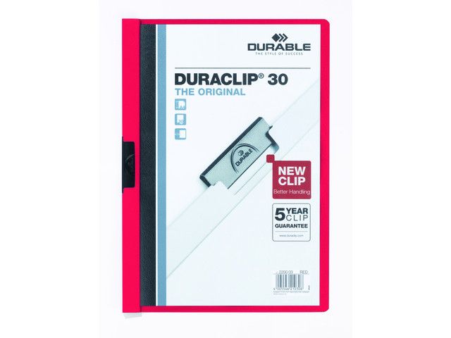 Klemmap Duraclip A4 3mm rood/doos 25