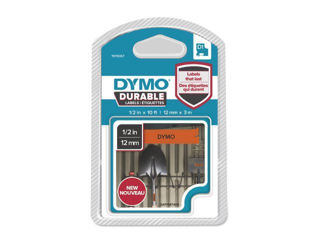 Tape Dymo D1 12mmx3m Zwart/Oranje