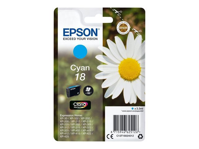 Inkjet Epson T18024012 cyaan(18)/bl1