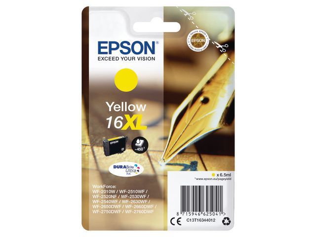 Epson Pen en kruiswoordraadsel 16XL Inktcartridge Single Pack, C13T16344012, geel