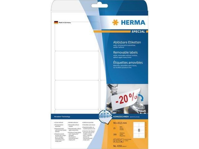 Etiket Herma ILC 96x63,5 afn. wit/pk 200