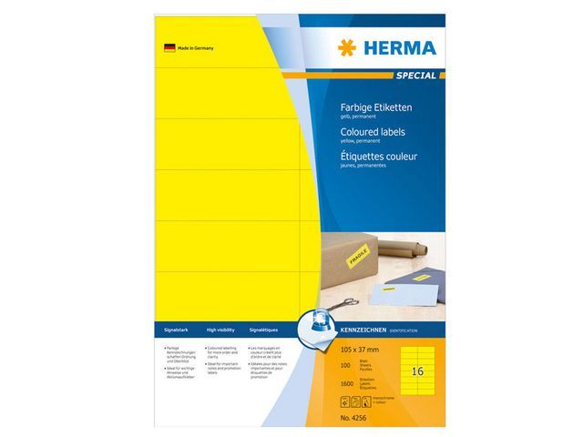 HERMA Gekleur de etiketten 105x37 mm, geel (verpakking 1600 stuks)