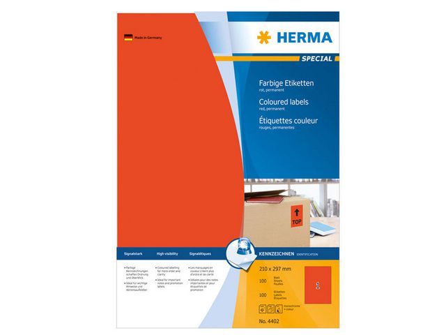 Etiket Herma ILC 210x297 rood/pak 100