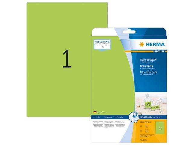 Etiket Herma ILC 297x210 groen fluor/p20