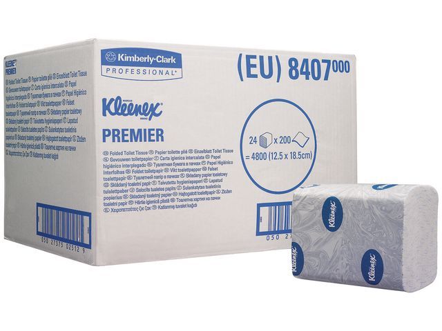 Kleenexu00c2u00ae Premier Toilettissue wit, gevouwen (doos 24 x 200 stuks)