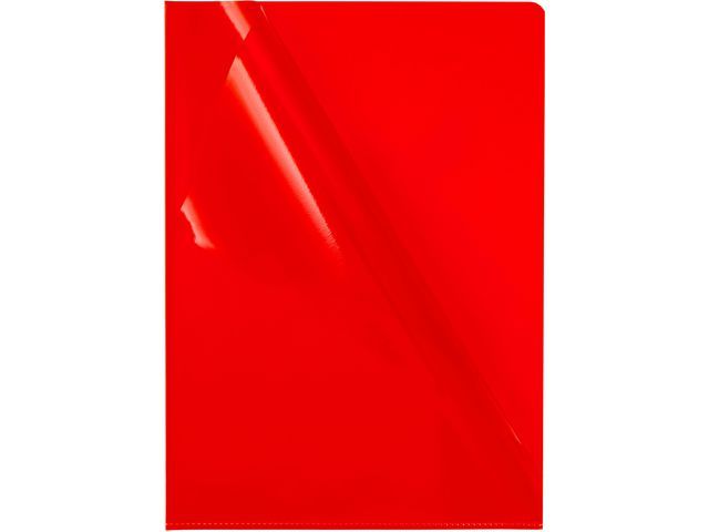Staples Premium Cut Flush-map in L-vorm, A4, transparant met sinaasappelpatroon, pvc, rood, 302 x 217 mm (pak 10 stuks)