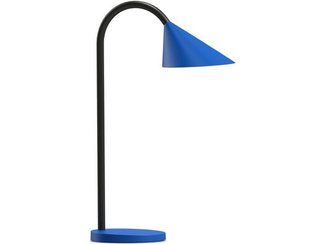 Unilux Sol LED-bureaulamp, metaal en elastomeer, blauw