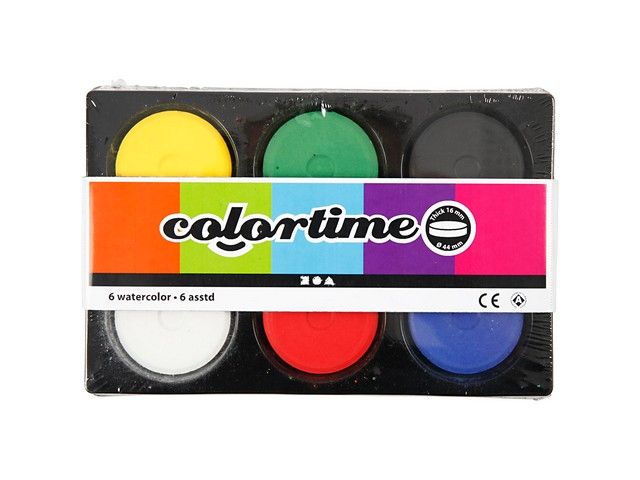 Waterverf Colortime 6-kleuren primair