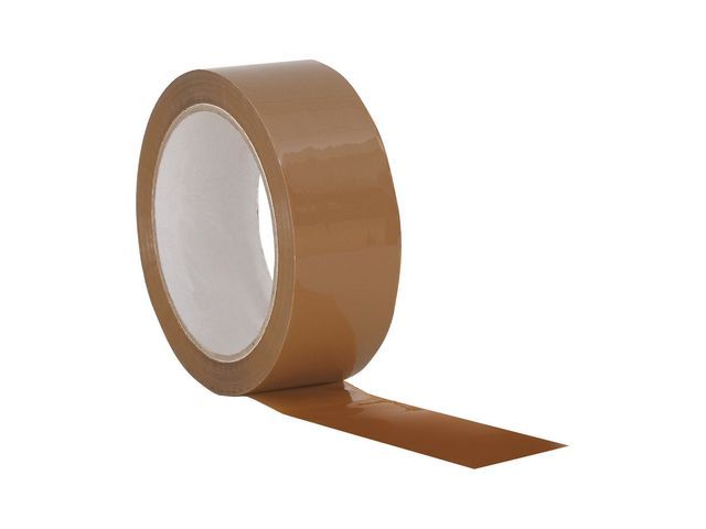 Zelfklevend tape, polypropyleen, bruin 38 mm x 66 m (pak 6 rollen)